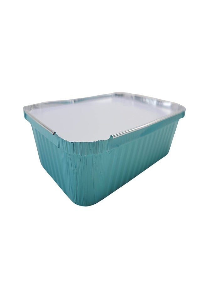 KitchenDance.com KitchenDance Colored Shallow Take Out Pans with Board Lid - 1.5 Pounds Food Storage Aluminum Foil Baking Pan - Aluminum Pans Perfect for Cooking, Freezing, Preparing Food, 6417L (Blue, 50) - Image 1